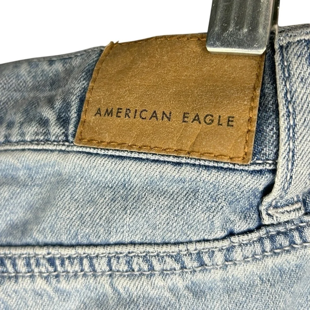 American Eagle Highest Rise Mom Short Blue Plaid Denim Women’s Size 4 Preppy
